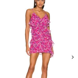 Lovers + Friends Pink Floral Ruffle Mini Dress